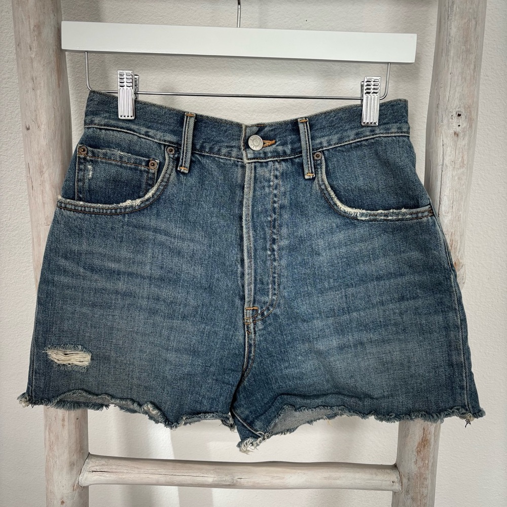 GRLFRND Distressed Blue Jean Shorts